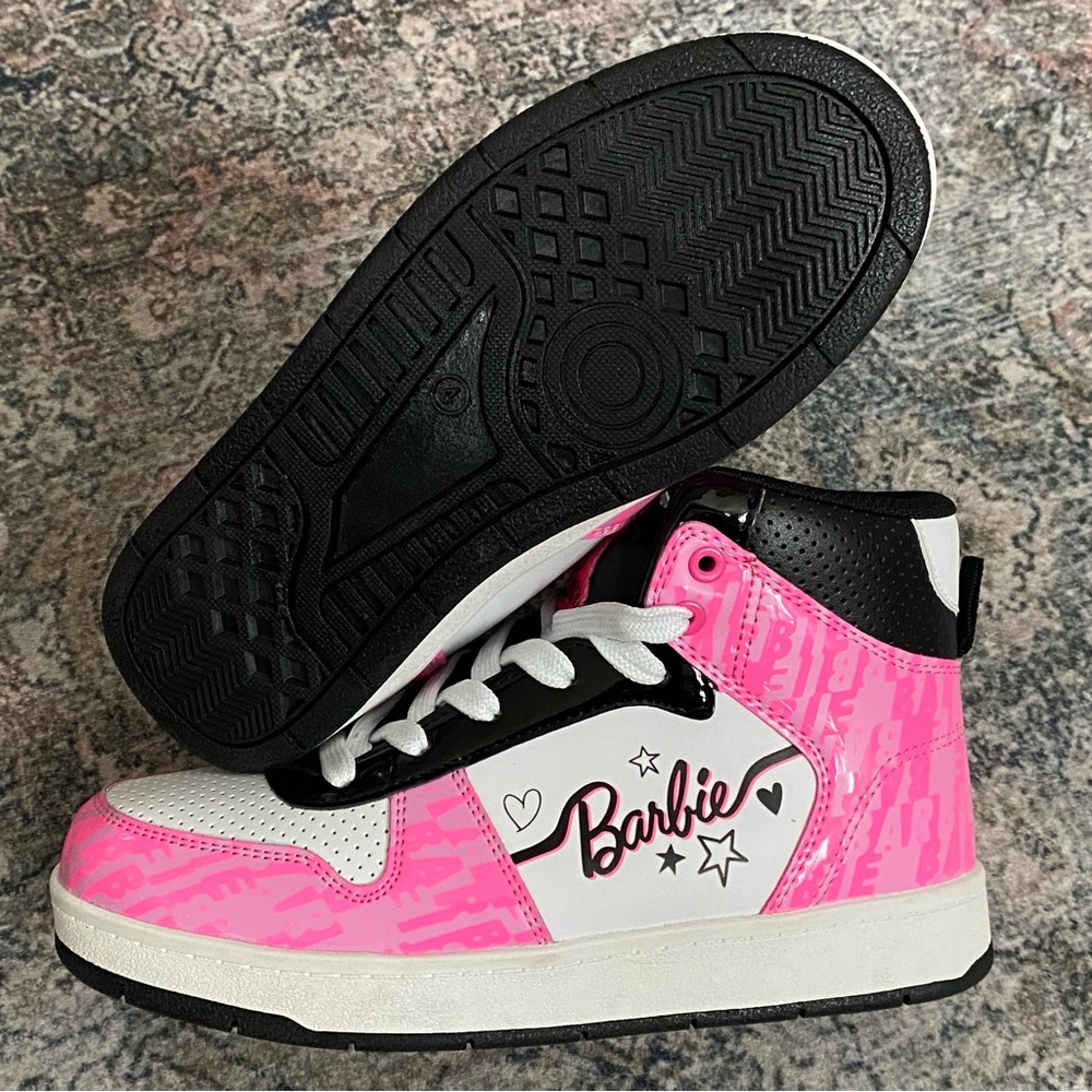 ‼️CLEARANCE‼️ 🩷🤍🖤 Barbie Girls High-Top Sneakers - Pink/White/Black - Size 4